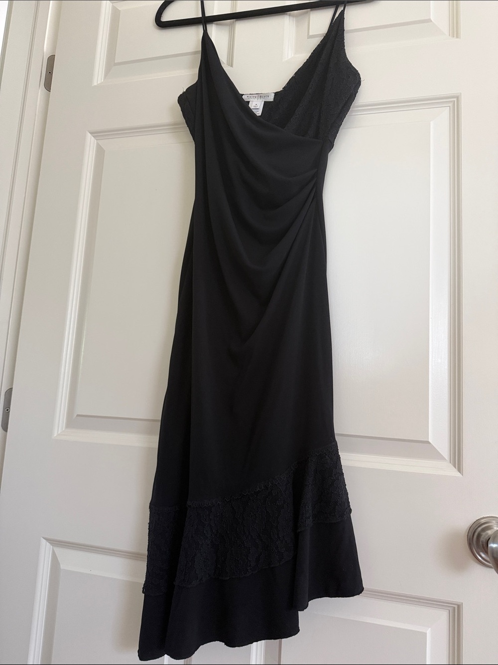 Vintage Classic White House Black Market Asymmetrical Slip Dress V Neckline